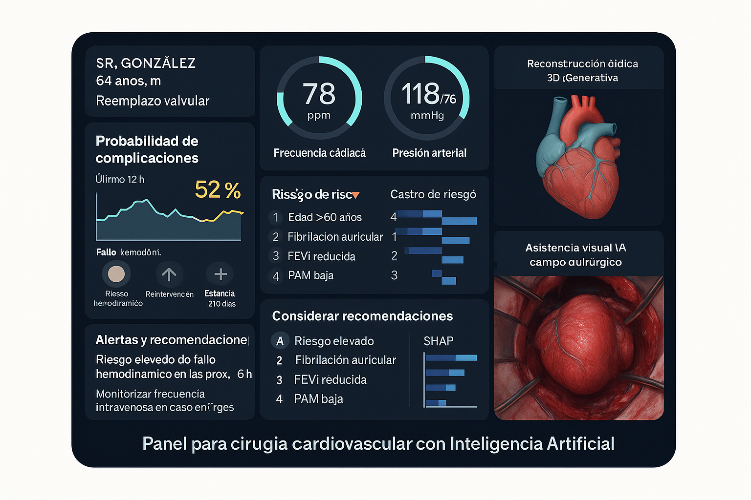 Mockup Interfaz IA en Cirugía Cardiovascular